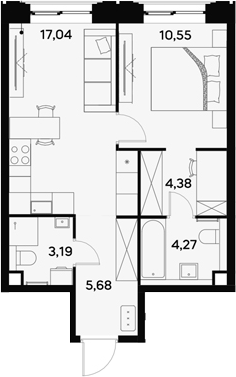 Планировка — UltimaCity, 2-комн., 45 м²