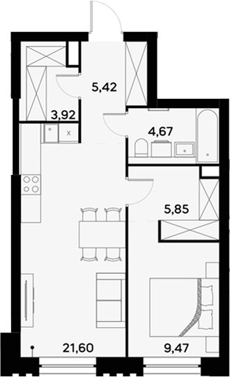 Планировка — UltimaCity, 2-комн., 51 м²