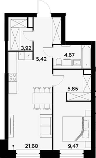 Планировка — UltimaCity, 2-комн., 51 м²