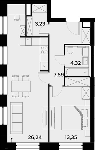 Планировка — UltimaCity, 2-комн., 55 м²