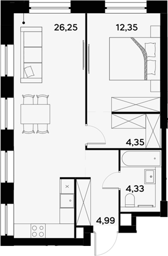 Планировка — UltimaCity, 2-комн., 52 м²