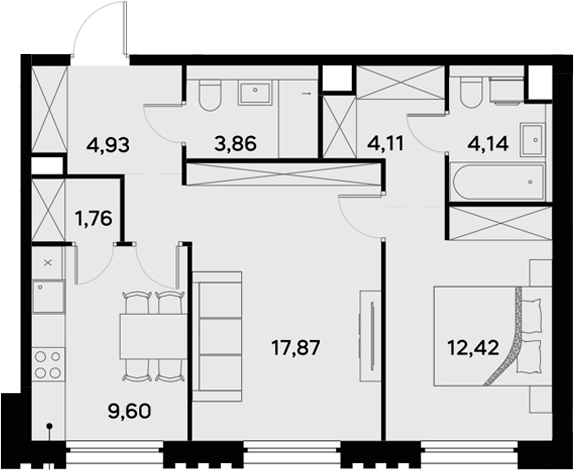 Планировка — UltimaCity, 2-комн., 59 м²