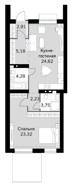 Планировка — Жаворонки Клаб, 2-комн., 66 м²
