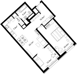 Планировка — RIVER HOUSE Щелково, 3-комн., 80 м²