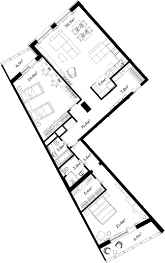 Планировка — RIVER HOUSE Щелково, 3-комн., 121 м²