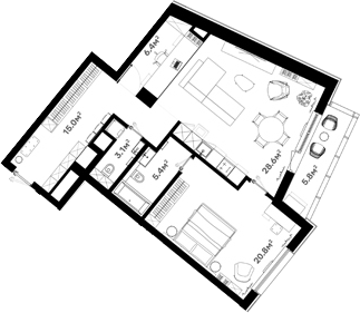 Планировка — RIVER HOUSE Щелково, 2-комн., 80 м²