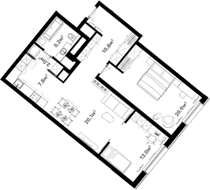 Планировка — RIVER HOUSE Щелково, 3-комн., 81 м²