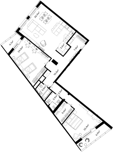 Планировка — RIVER HOUSE Щелково, 3-комн., 121 м²