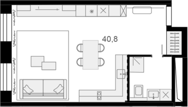 Планировка — Резиденции архитекторов, Студия, 41 м²