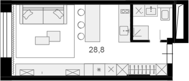 Планировка — Резиденции архитекторов, Студия, 29 м²