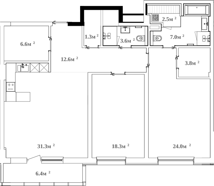 Планировка — RIVER HOUSE Щелково, 3-комн., 113 м²