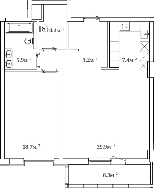 Планировка — RIVER HOUSE Щелково, 2-комн., 73 м²