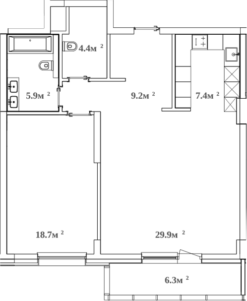 Планировка — RIVER HOUSE Щелково, 2-комн., 73 м²