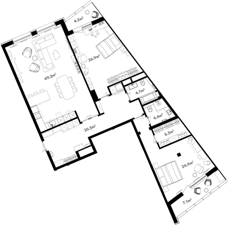 Планировка — RIVER HOUSE Щелково, 3-комн., 138 м²