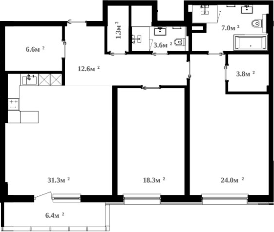 Планировка — RIVER HOUSE Щелково, 3-комн., 113 м²