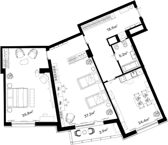 Планировка — RIVER HOUSE Щелково, 3-комн., 120 м²