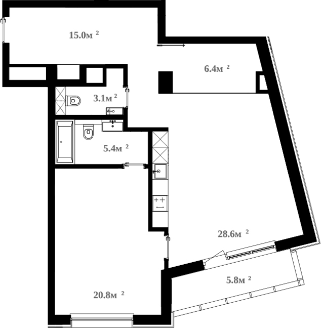 Планировка — RIVER HOUSE Щелково, 2-комн., 82 м²