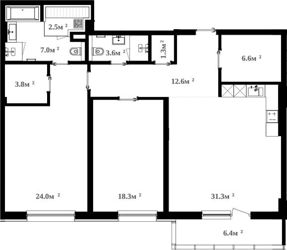 Планировка — RIVER HOUSE Щелково, 3-комн., 111 м²