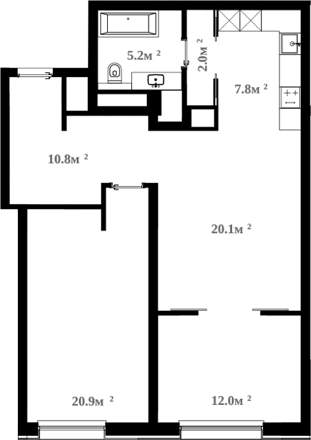 Планировка — RIVER HOUSE Щелково, 2-комн., 81 м²