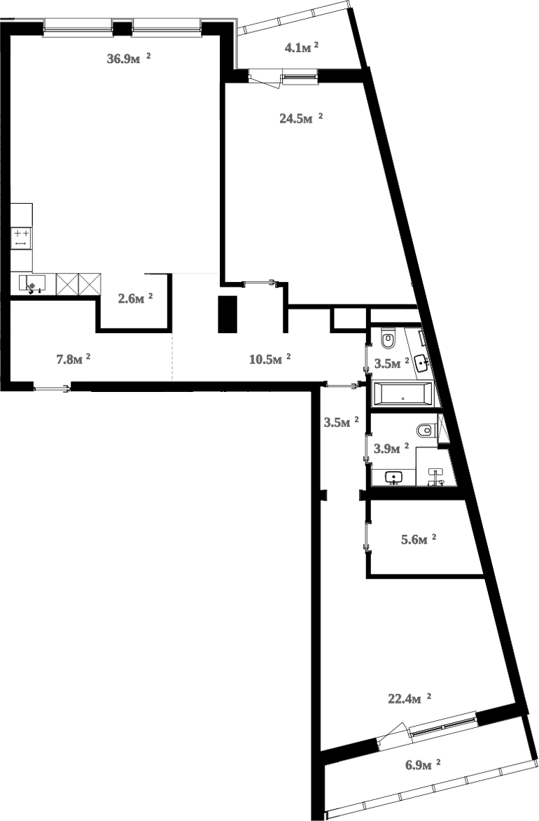 Планировка — RIVER HOUSE Щелково, 3-комн., 121 м²