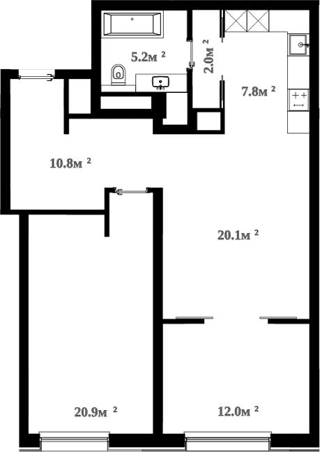 Планировка — RIVER HOUSE Щелково, 2-комн., 81 м²
