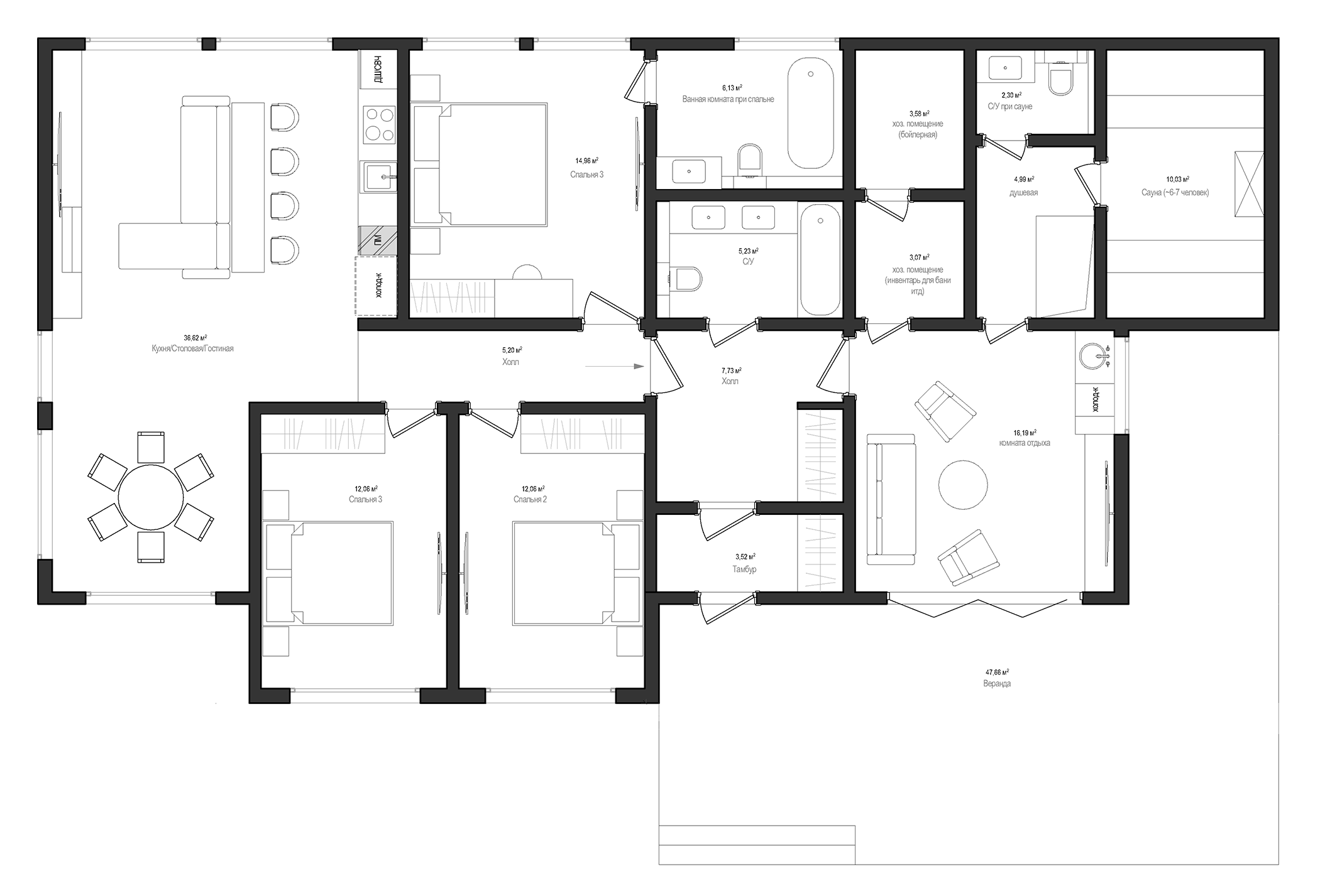 Планировка — Парк-отель Экоранчо, 4-комн., 159 м²