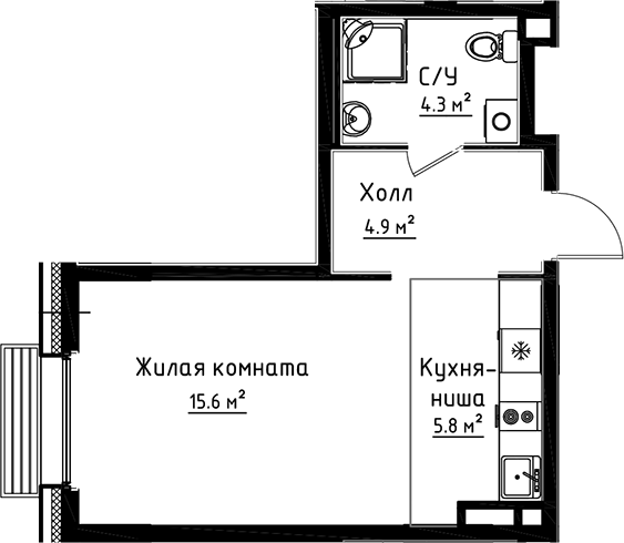 Планировка — Коллекция, Студия, 31 м²