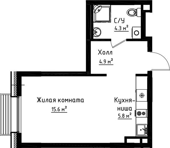 Планировка — Коллекция, Студия, 31 м²