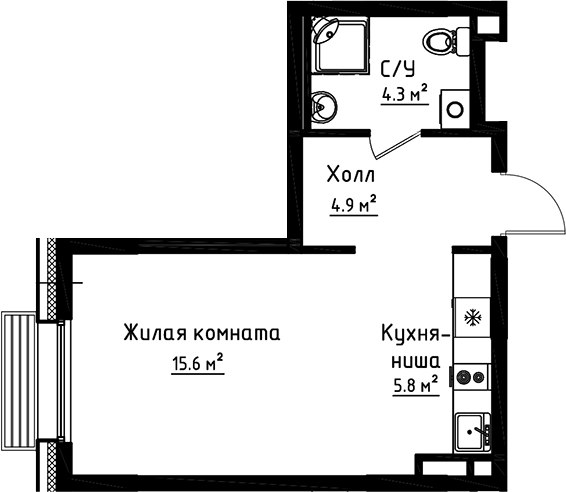 Планировка — Коллекция, Студия, 31 м²