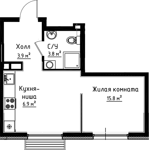 Планировка — Коллекция, 2-комн., 30 м²