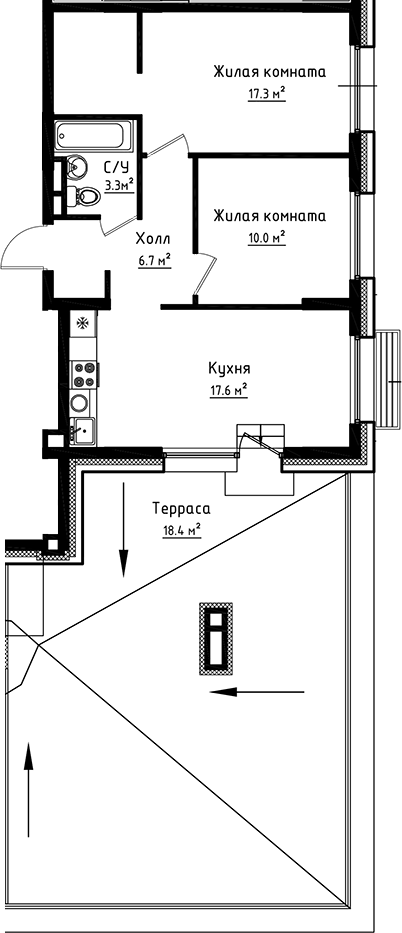 Планировка — Коллекция, 2-комн., 55 м²