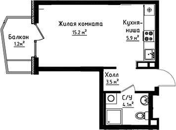 Планировка — Коллекция, Студия, 29 м²