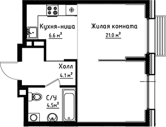Планировка — Коллекция, Студия, 36 м²