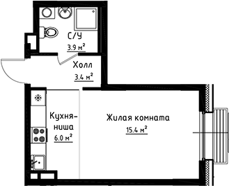 Планировка — Коллекция, Студия, 29 м²