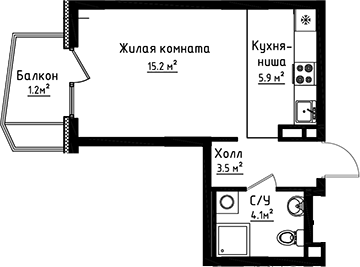 Планировка — Коллекция, Студия, 29 м²