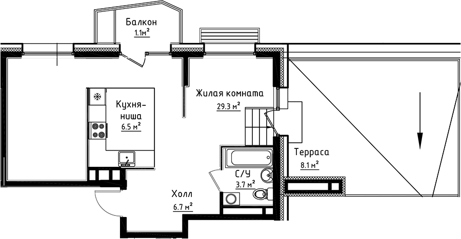 Планировка — Коллекция, 2-комн., 46 м²