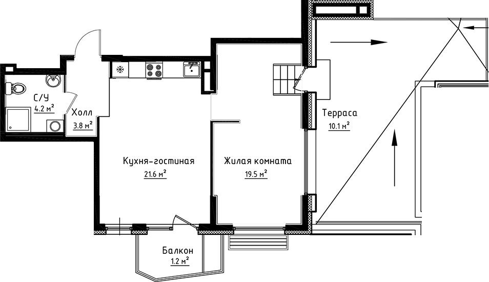 Планировка — Коллекция, 2-комн., 49 м²