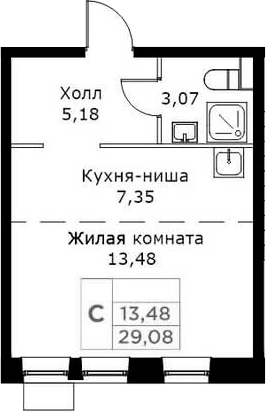 Планировка — КИТ, Студия, 29 м²