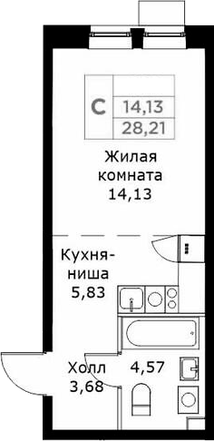 Планировка — КИТ, Студия, 28 м²