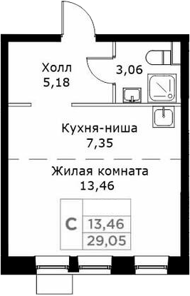 Планировка — КИТ, Студия, 29 м²