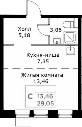 Планировка — КИТ, Студия, 29 м²