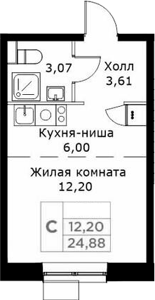 Планировка — КИТ, Студия, 25 м²