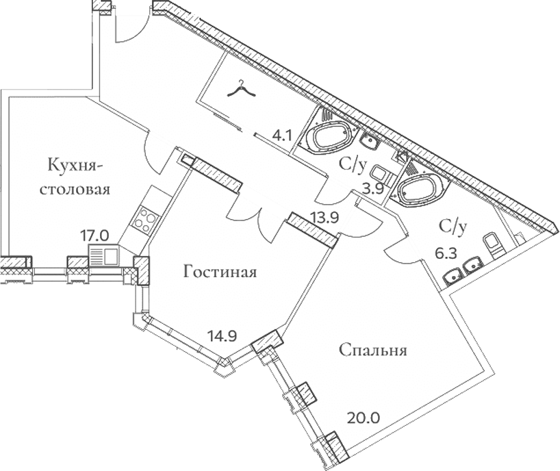 Планировка — Клубный дом Full House, 3-комн., 81 м²