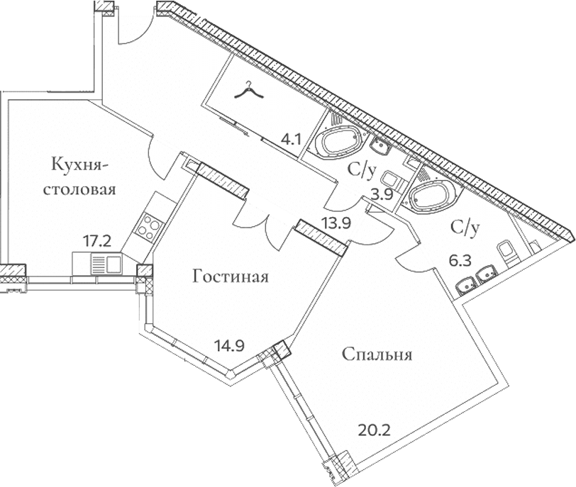 Планировка — Клубный дом Full House, 3-комн., 82 м²
