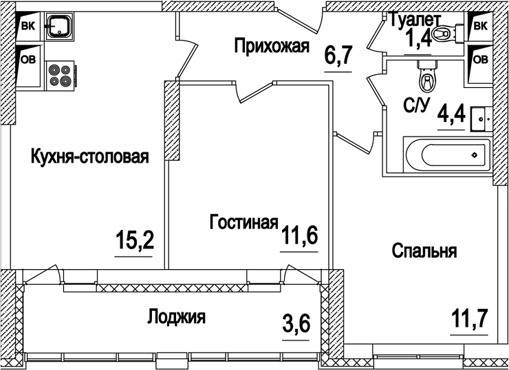 Планировка — Рассказово, 3-комн., 51 м²