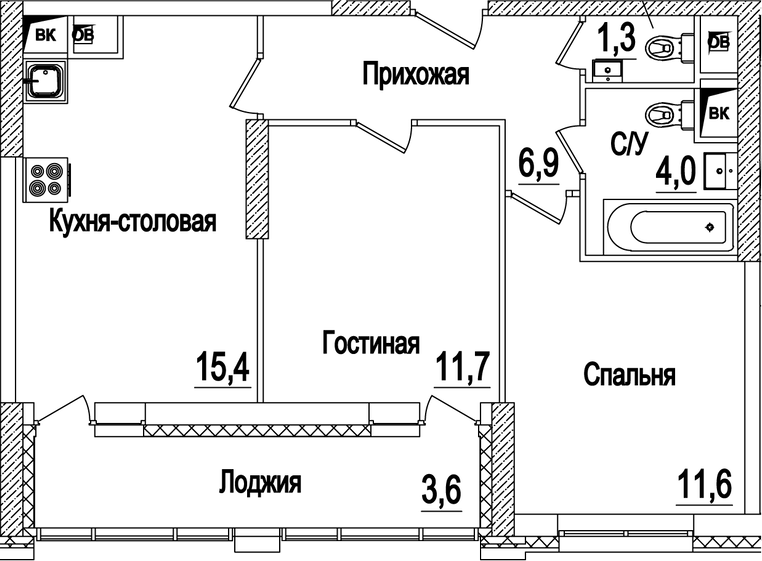 Планировка — Рассказово, 3-комн., 51 м²