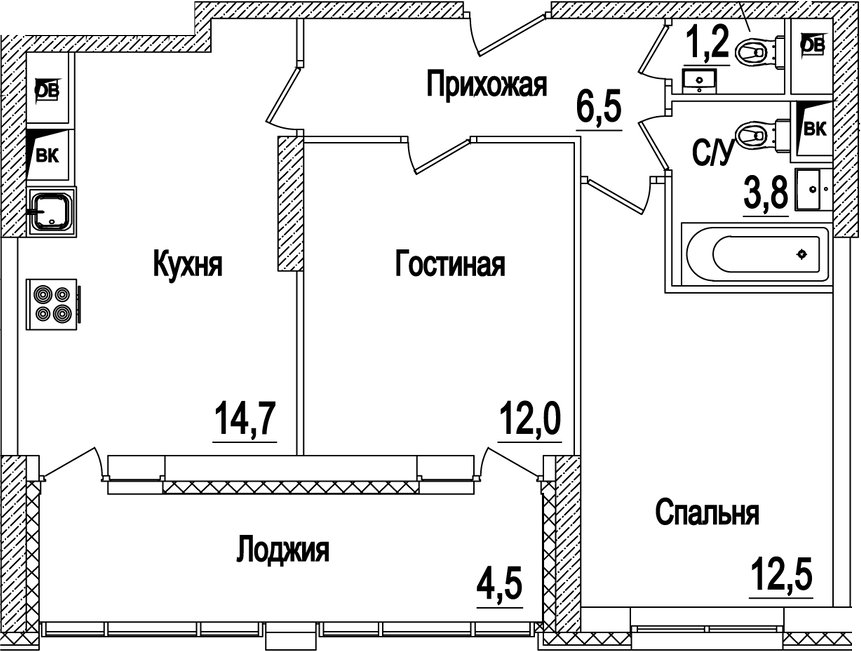 Планировка — Рассказово, 2-комн., 51 м²