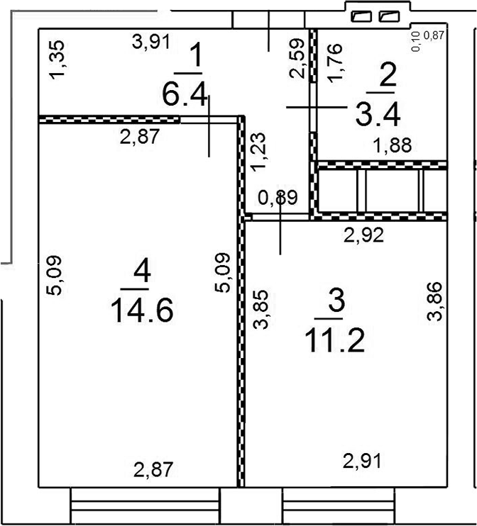 Планировка — Новое Замитино, 1-комн., 36 м²
