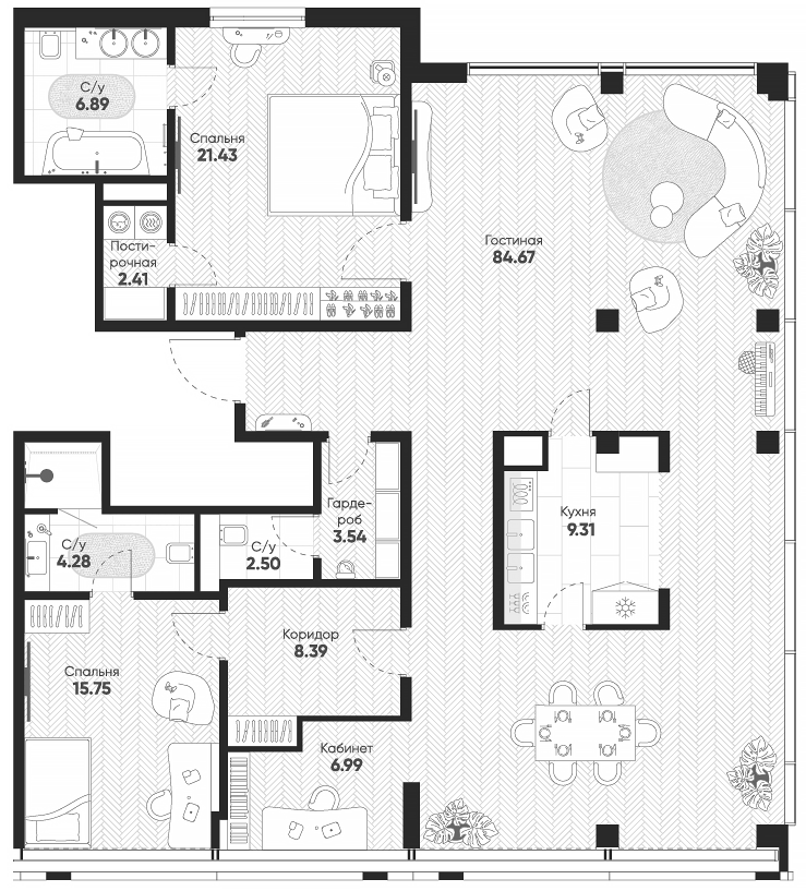Планировка — Арбат 2, 4-комн., 169 м²