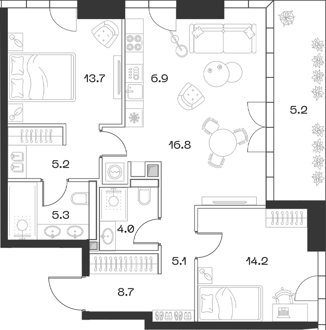 Планировка — ШИФТ, 3-комн., 81 м²